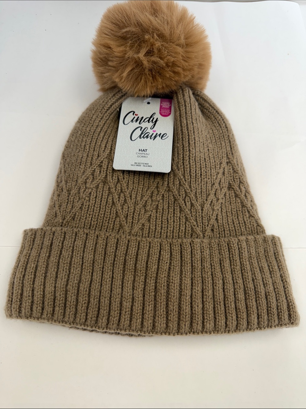 Women’s Pom Beanie Hat in Camel